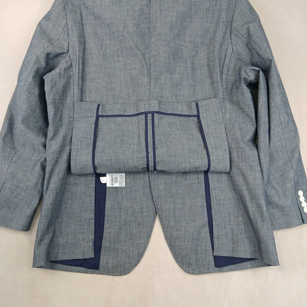 Tasso Elba‎ XL 46L Mens Blazer Sport Coat Chambray Unstructured Blue 23x32